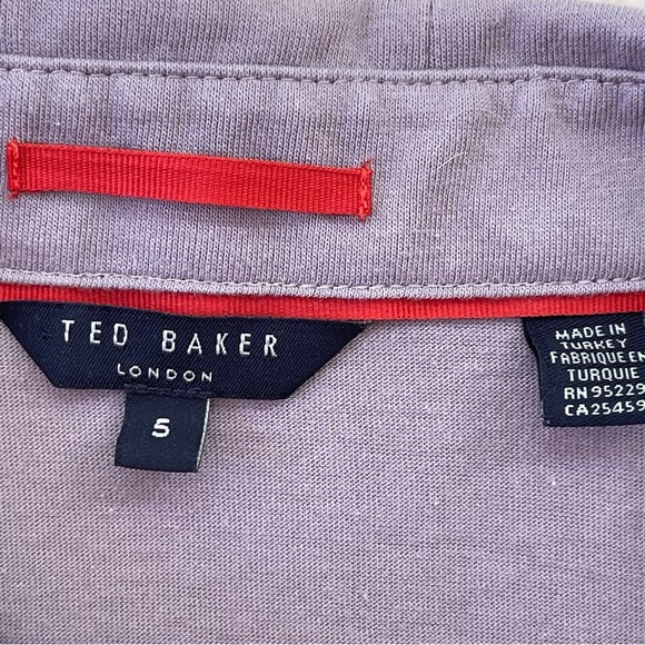 Ted Baker Polo Shirt SZ 5 or L Pink Blue Colorblock Short Sleeve Casual Modern - Picture 4 of 8